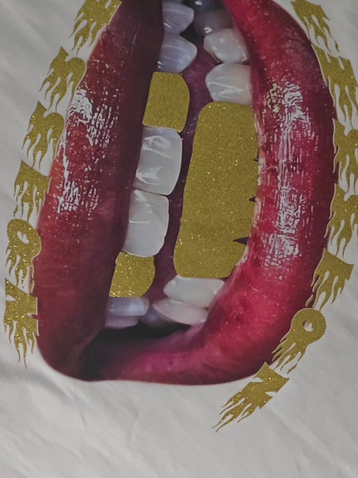 Exclusive Gold Lips Print T-Shirt