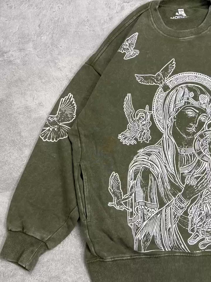 UNKNOWN ALLURE© Madonna and Child Contour Plaster Style 350G Sweatshirt