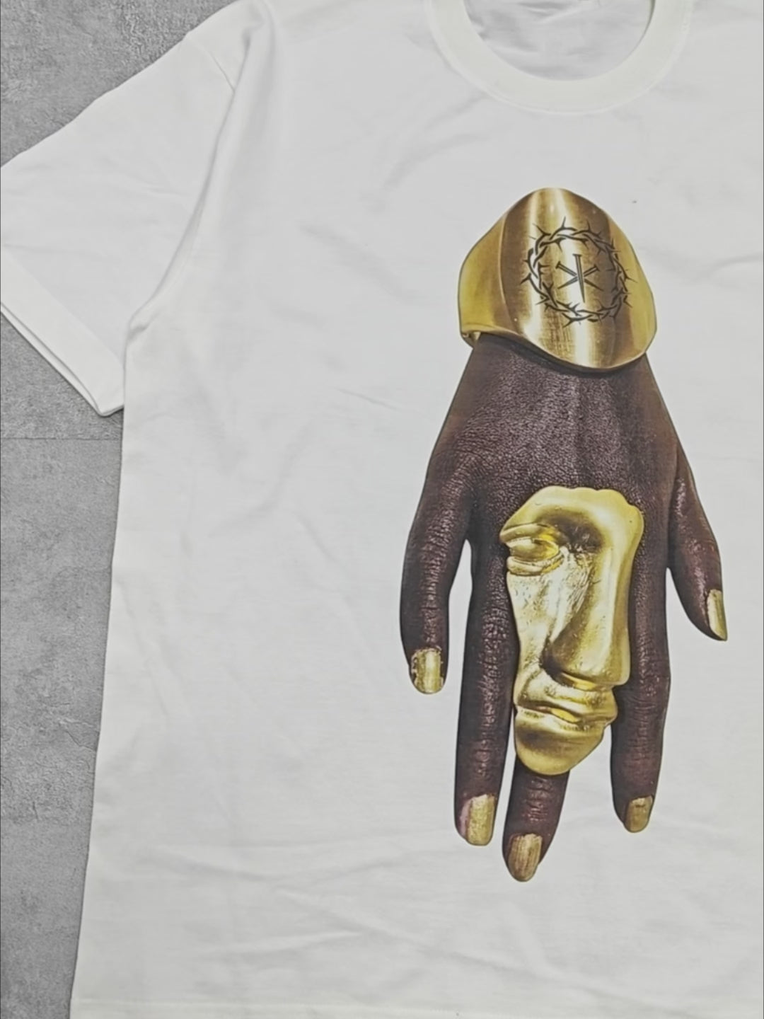 Gold Sculpture Ring Hand Print T-Shirt