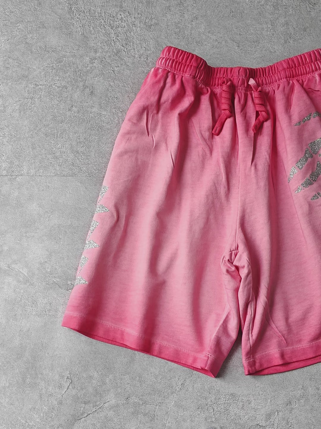 Silver Skull Claw Print Pink Gradient Shorts