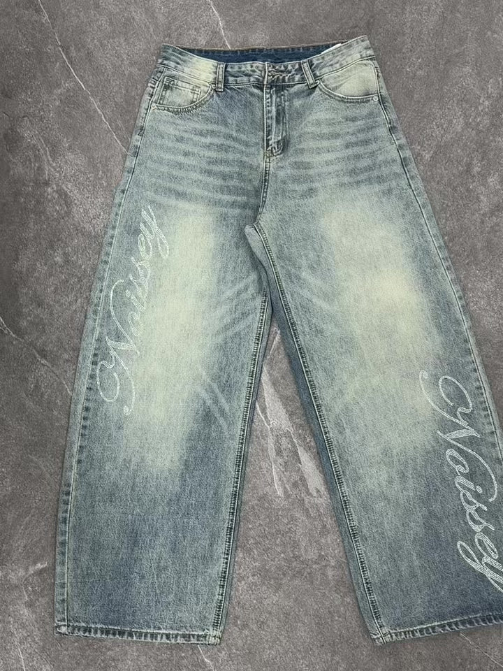 NOISSEY American Vintage Whiskered Curved-Leg Denim Jeans