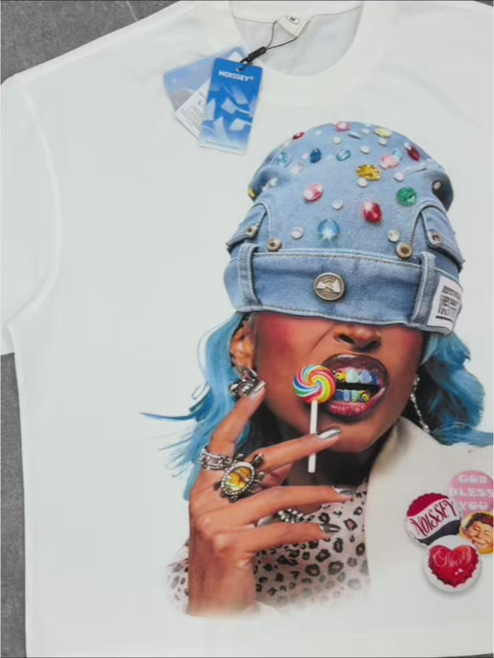 NOISSEY "Lollipop Icon" White Tee - DIY Graphic T-Shirt