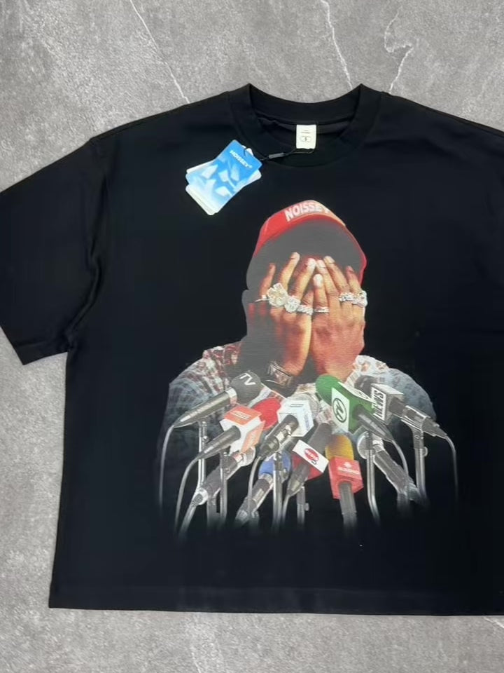 NOISSEY "No Talk" Paparazzi Press Cooling Boxy Tee - Black