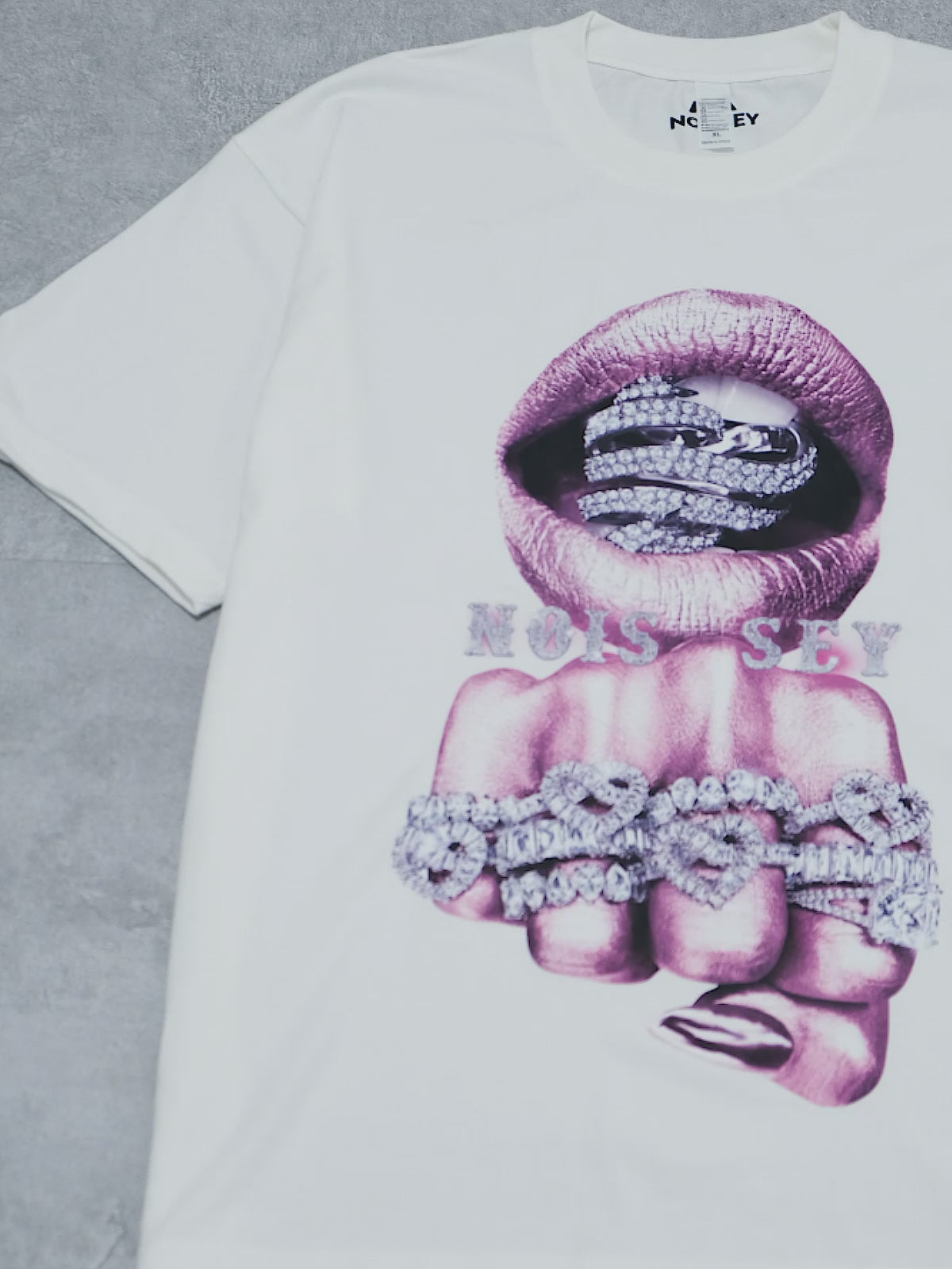 BOUNCE BACK© Pink Silver Diamond-Rich Printed T-shirt