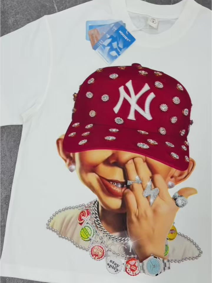 NOISSEY "Bad Boy" Orange Pearl Hat Cooling Boxy Tee