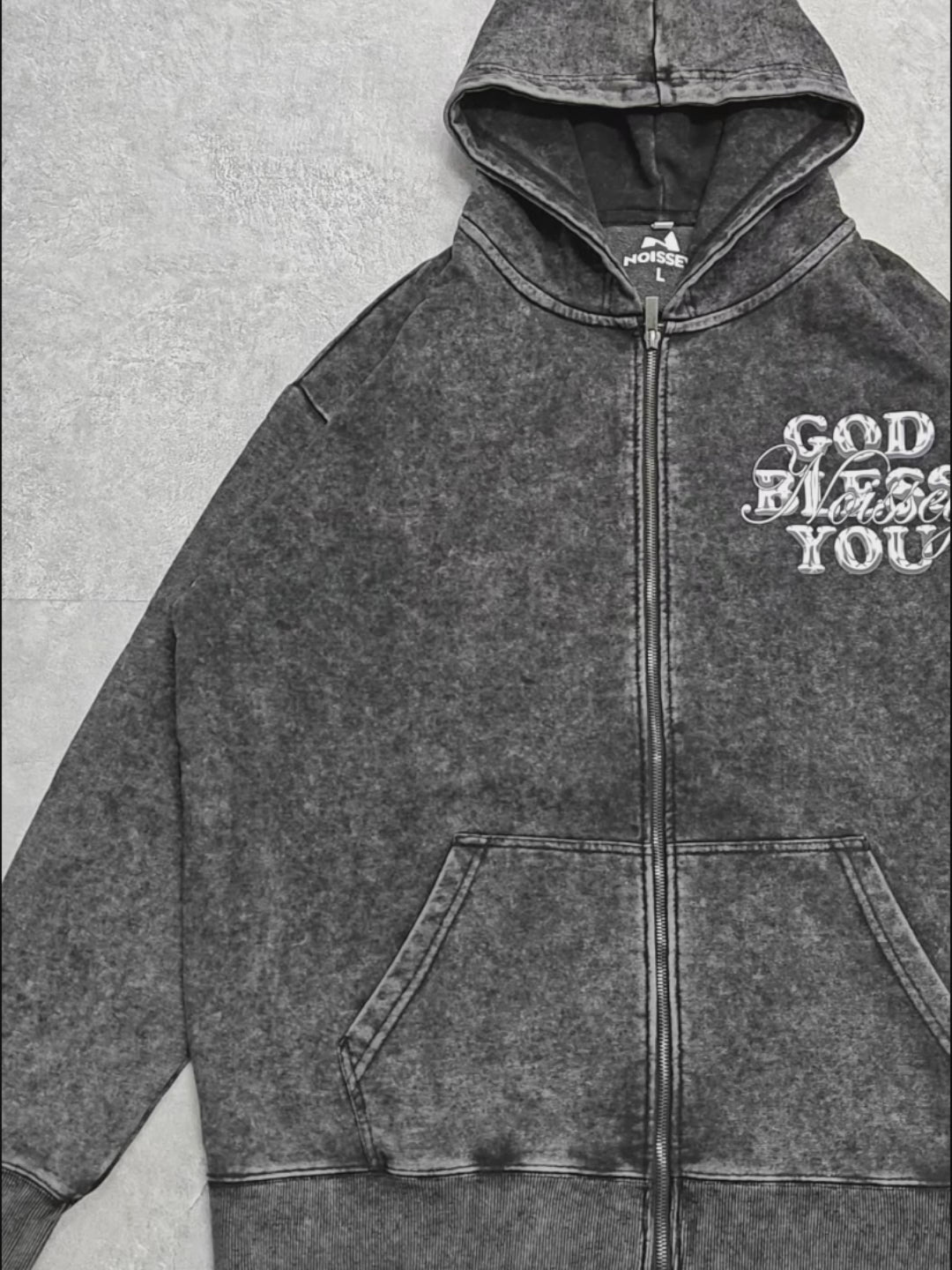 GOD BLESS YOU Metal Font Slogan Hoodie