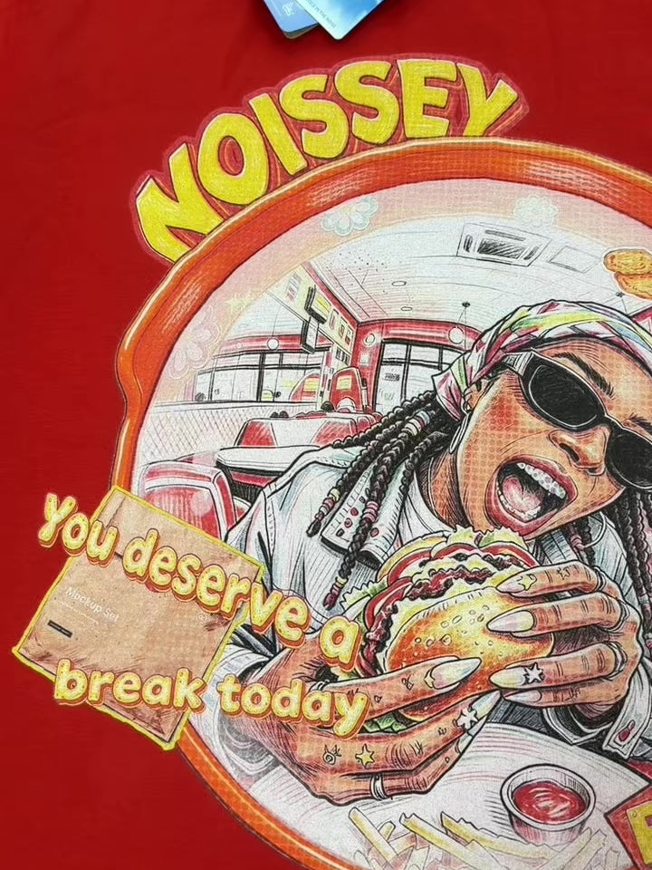 NOISSEY Fisheye Diner Burger Graphic T-Shirt - Red
