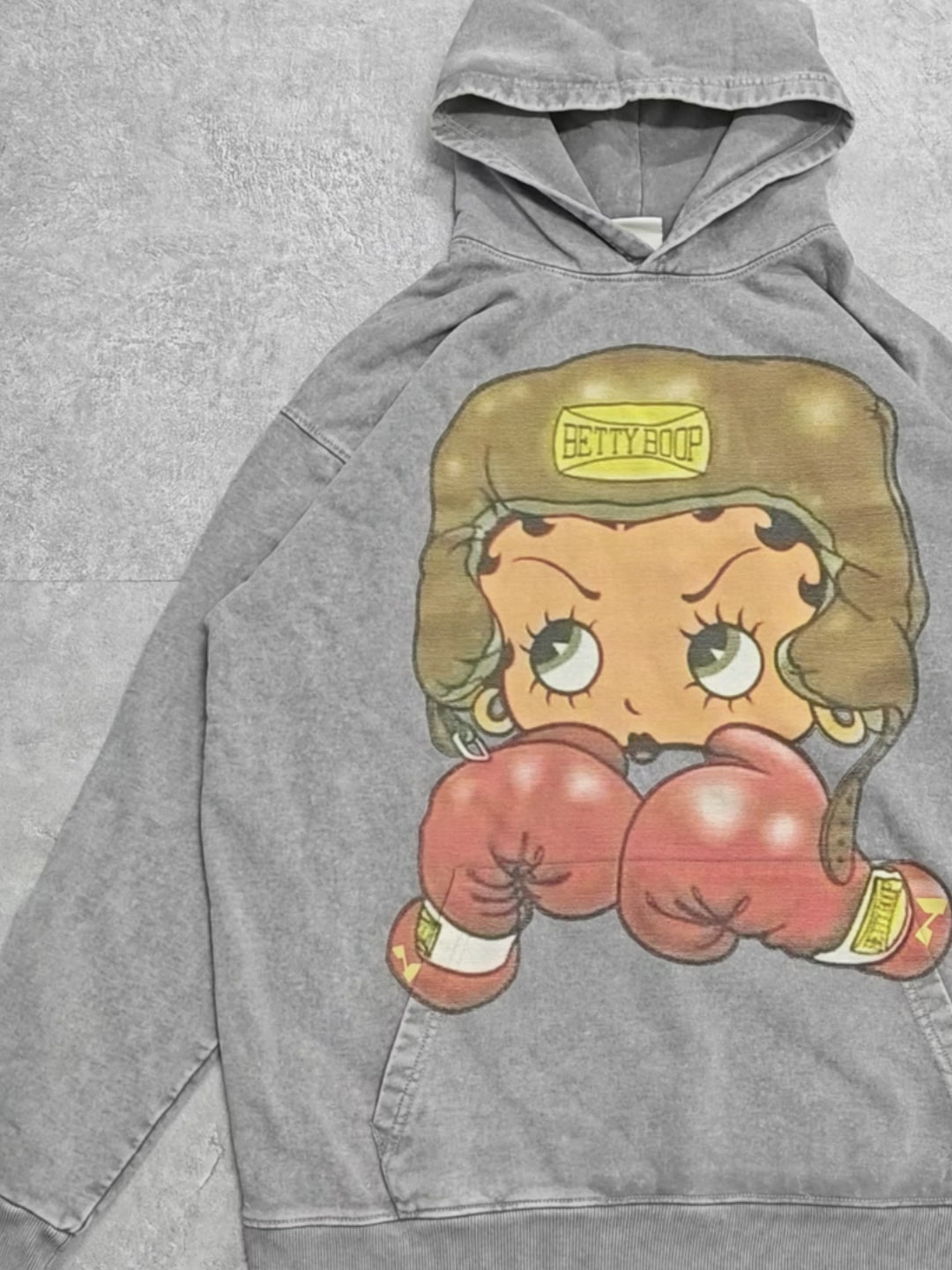 High quality Cartoon girl Boxing Print 425g Hoodie