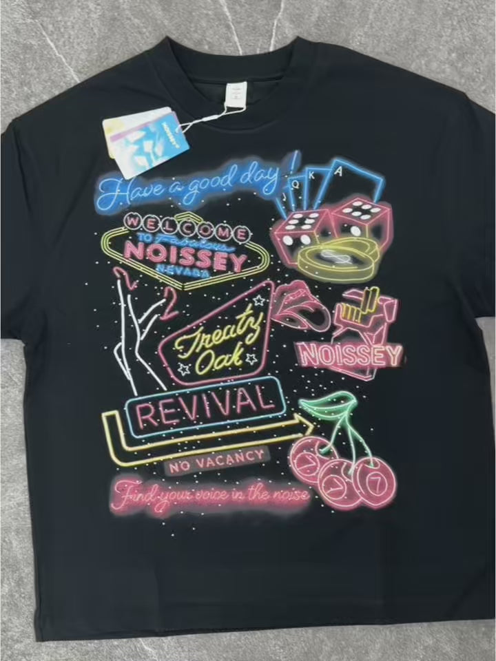 NOISSEY "VEGAS NEON" RHINESTONE TEE - VINTAGE SIGN ART PRINT