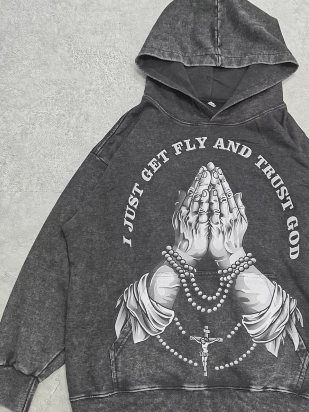 I JUST GET FLY AND TRUST GOD Slogan Hoodie