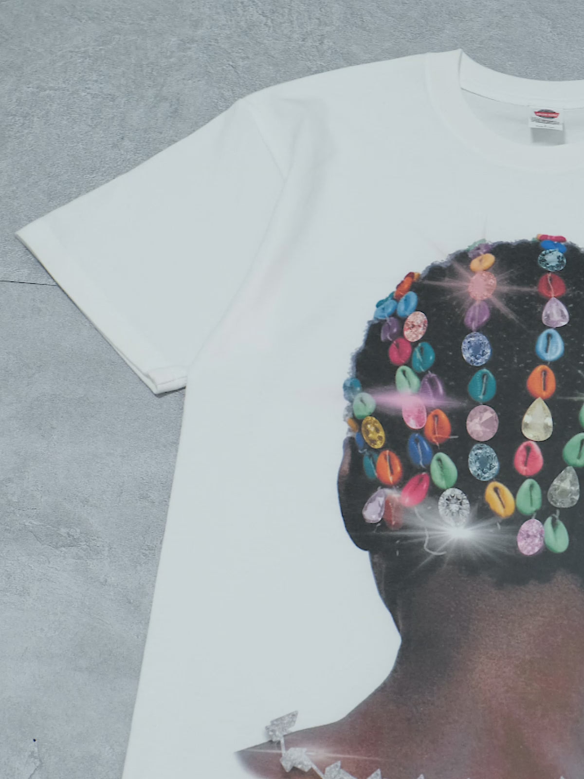 BOUNCE BACK© Colorful shell diamond braided print T-shirt