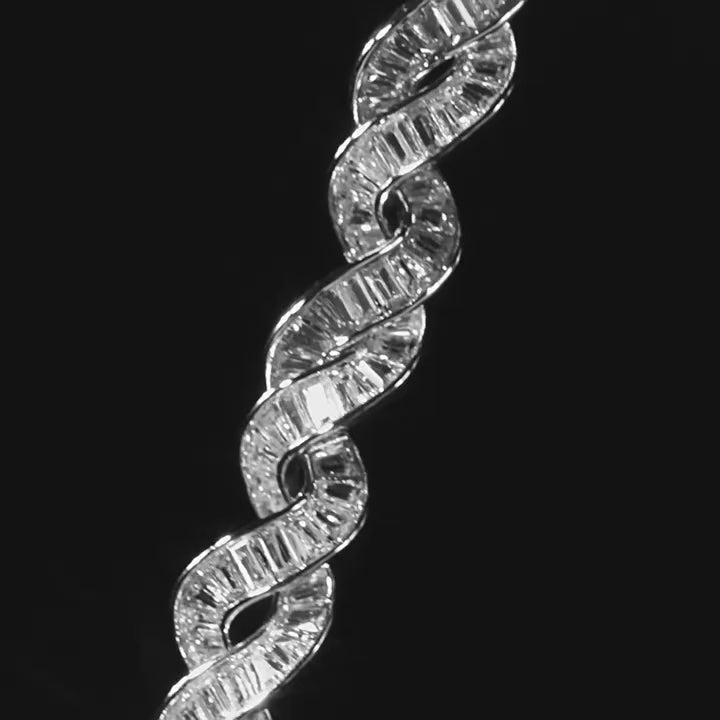 Men's Iced Out Spiral DNA Baguette Bracelet