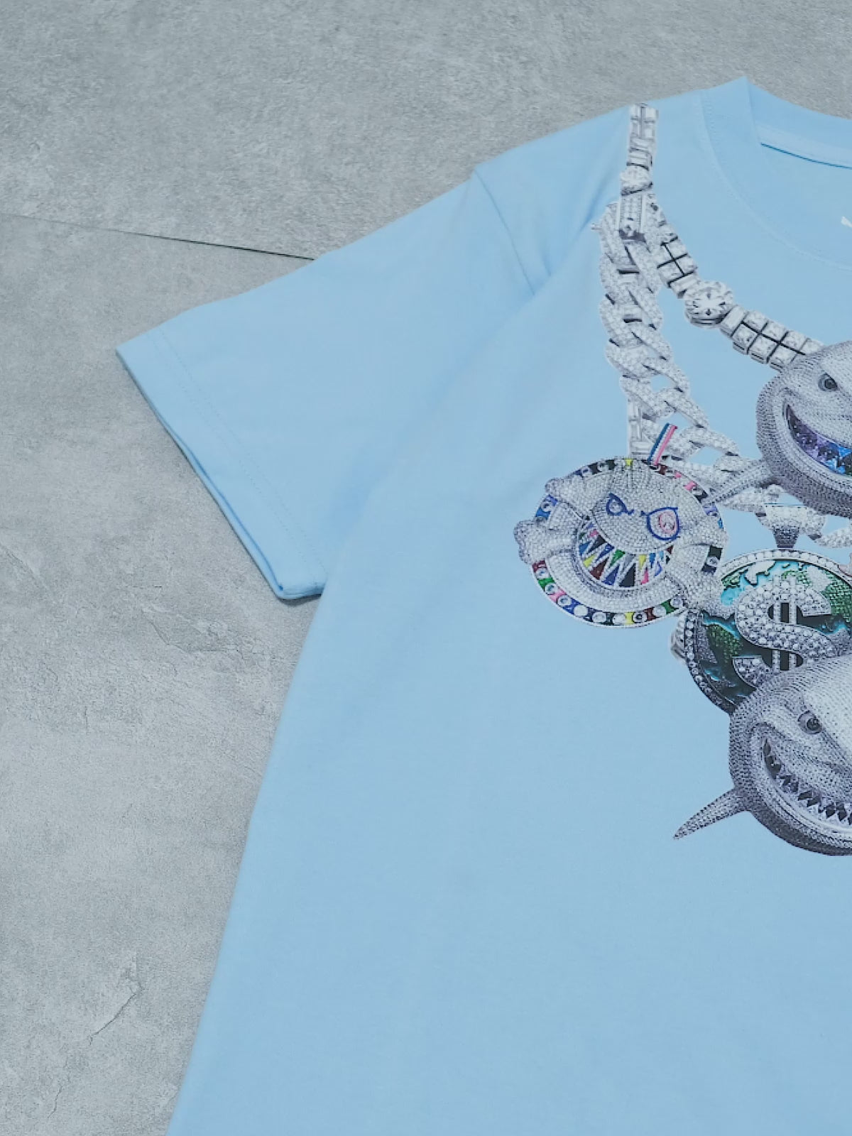 BOUNCE BACK© sky blue diamond necklace print T-shirt