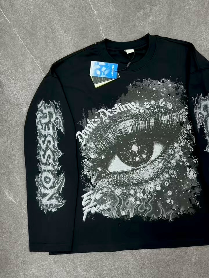 NOISSEY Devotes Destiny Mystic Eye Rhinestone Heavyweight Cotton Blend Long Sleeve