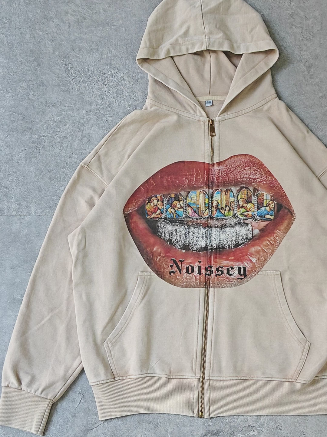 Religious Stained Glass Diamond Grill Print Zip-up 350g Hoodie