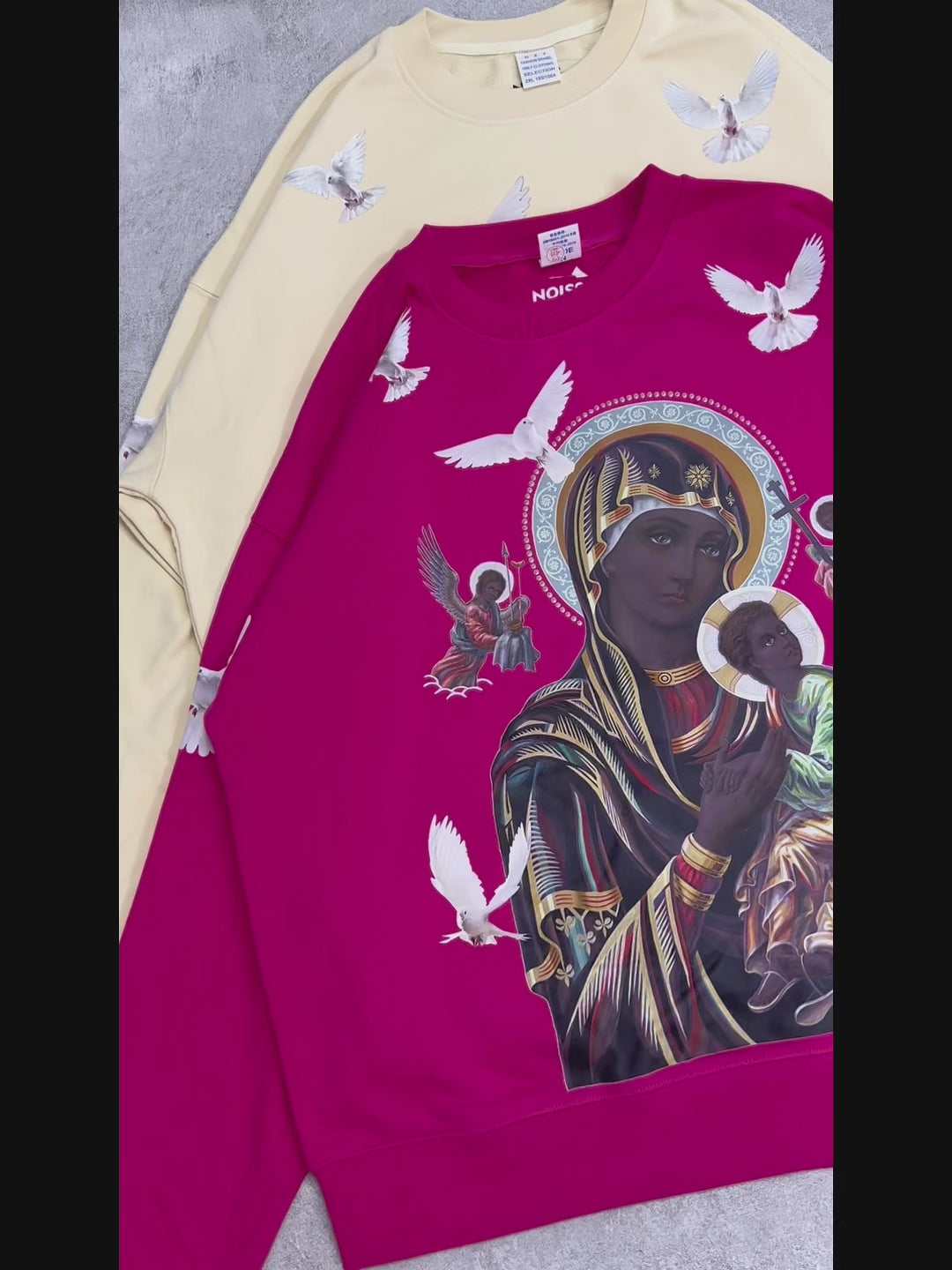 UNKNOWN ALLURE© Madonna and Child Thick 400g Round Neck Sweatshirt