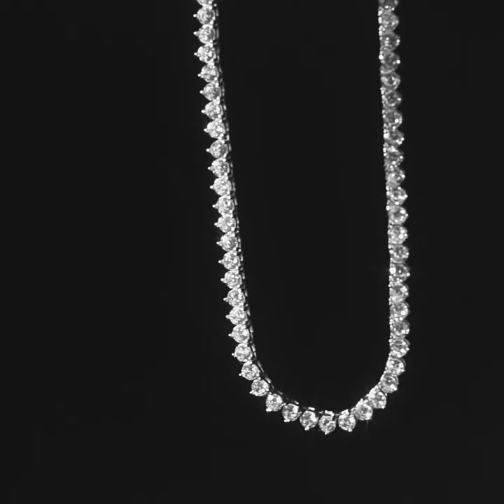 3-Prong Heart CZ Tennis Chain Necklace