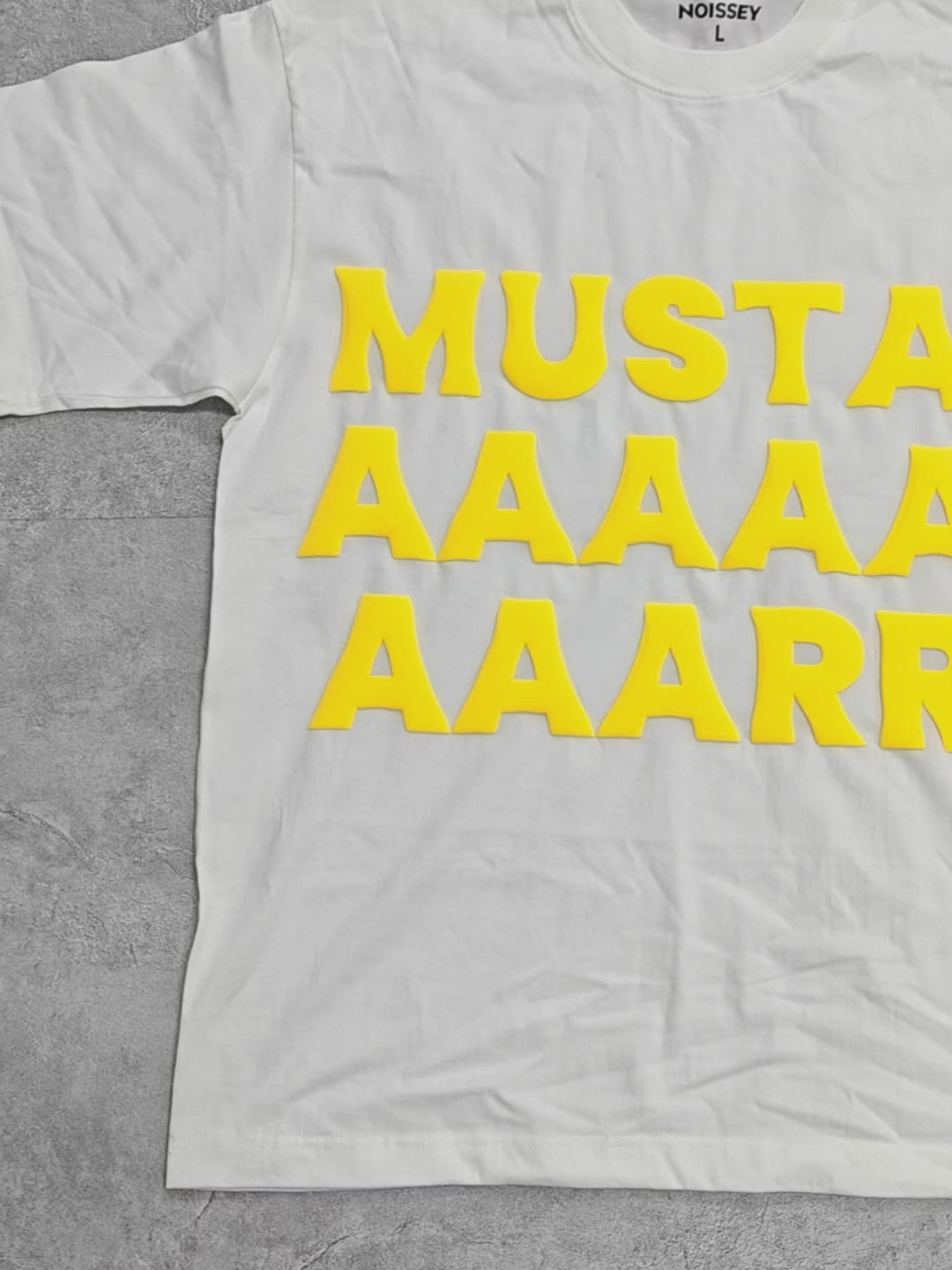 MUSTAAAAAAAAARD 3D Text T-shirt