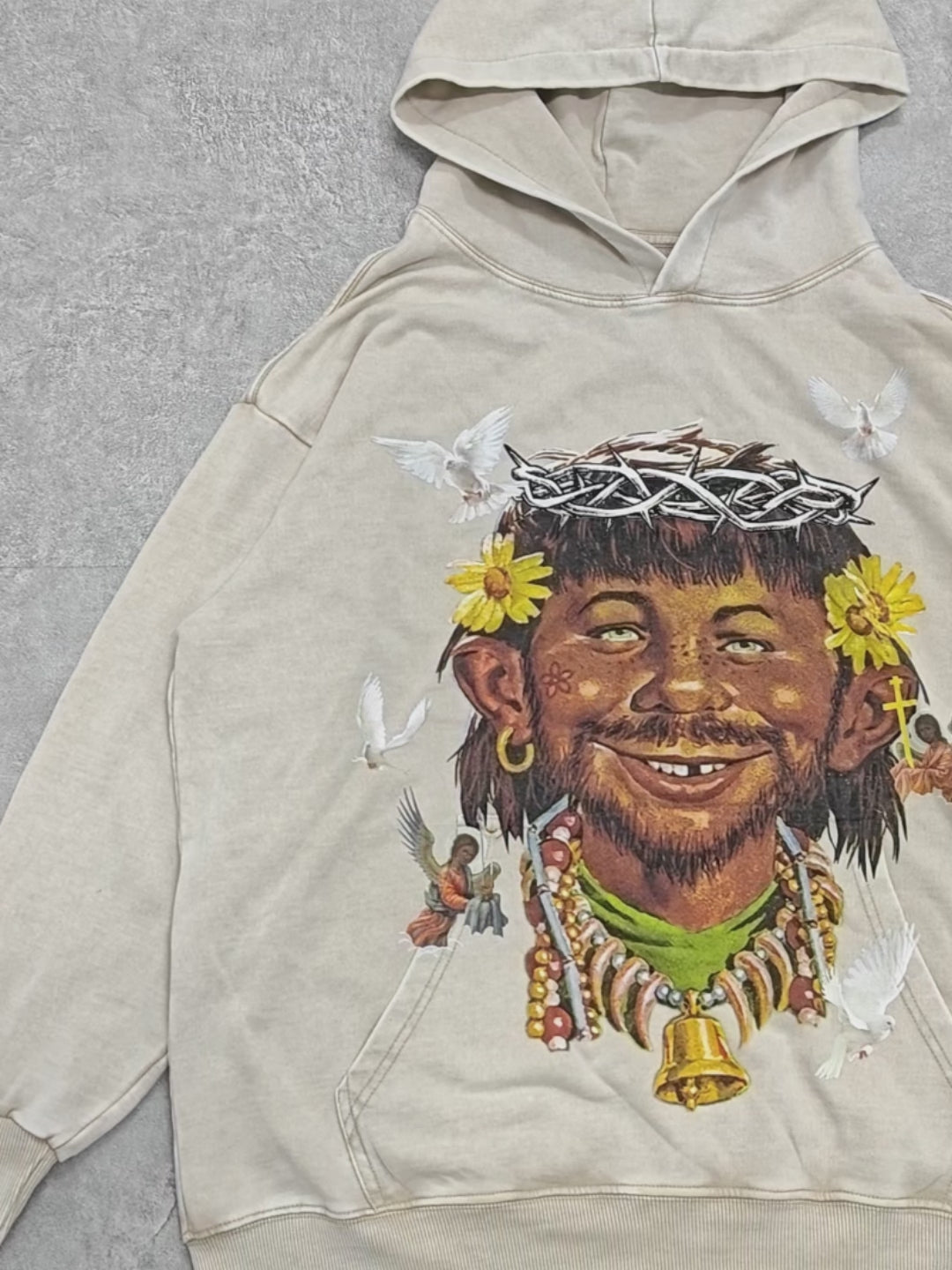 Neuman Boy Vintage Religious 350g Print Hoodie