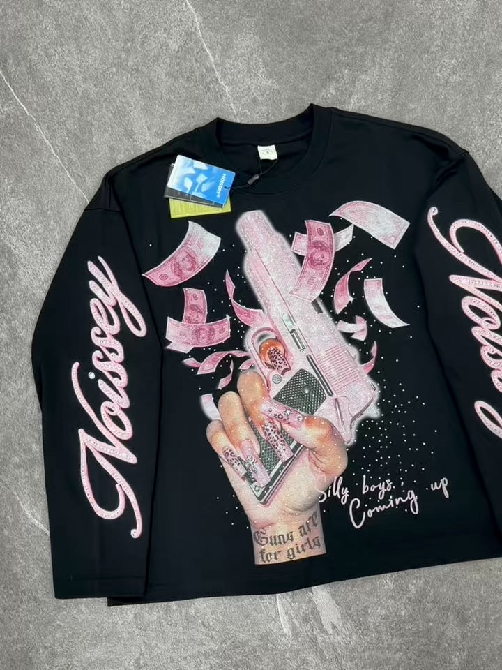 NOISSEY Pink Money Rain Machine & Glam Nails Long Sleeves