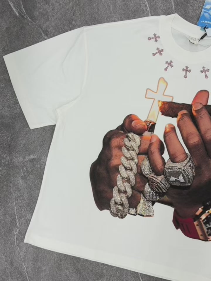 NOISSEY "Cuban Link Cigar" White Tee - Boxy Diamond T-Shirt