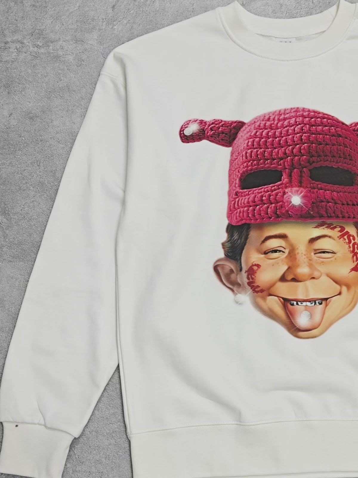 Sweat-shirt graphique avec bonnet en tricot Alfred E. Neuman