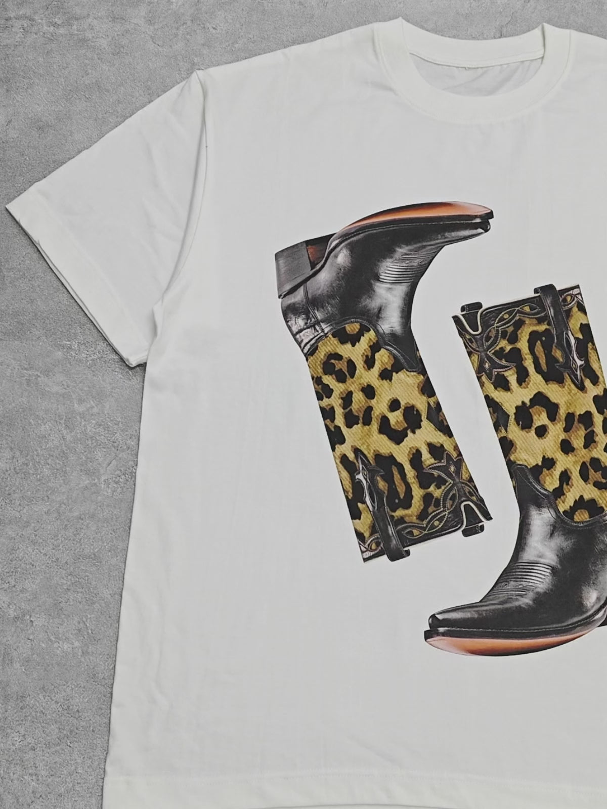 leopard print cowboy boot T-shirt