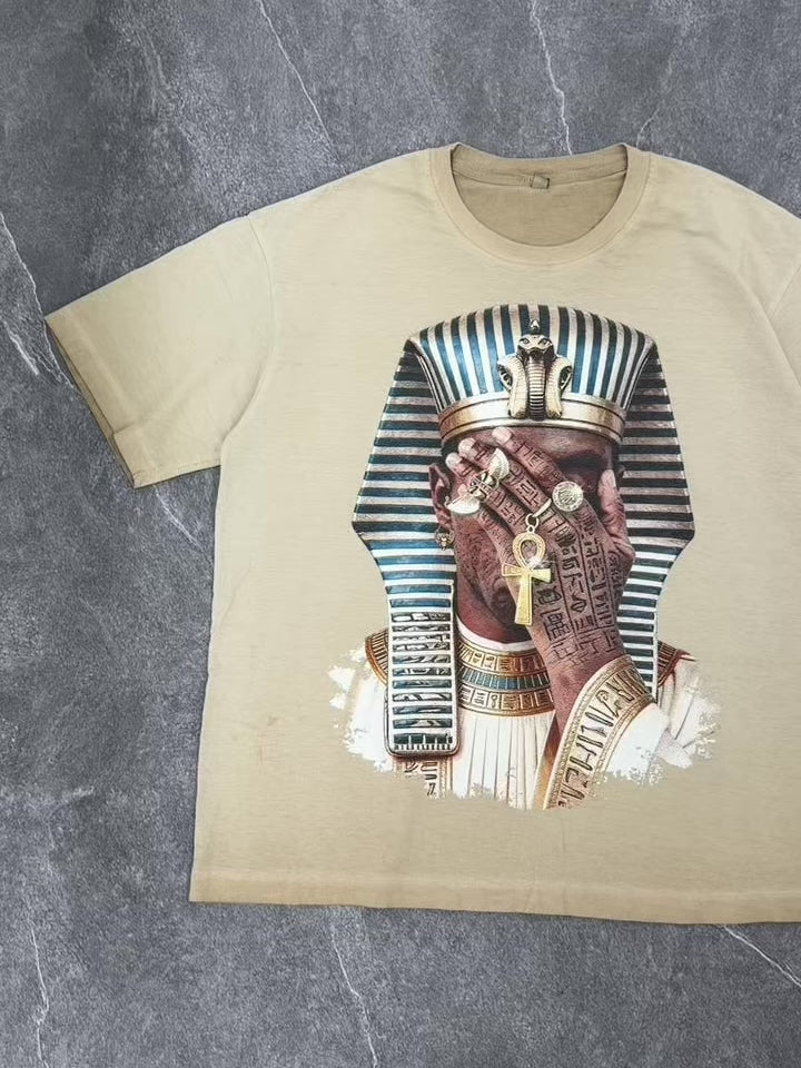 NOISSEY "Pharaoh's Legacy" King Tutankhamun Golden Ankh Eye of Horus Oversized Tee