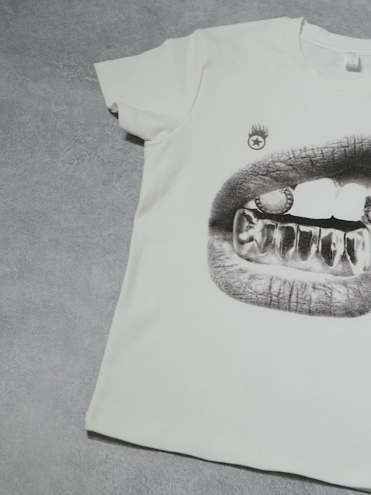 Personalized Lip and Tooth Patch Black and White baby tee