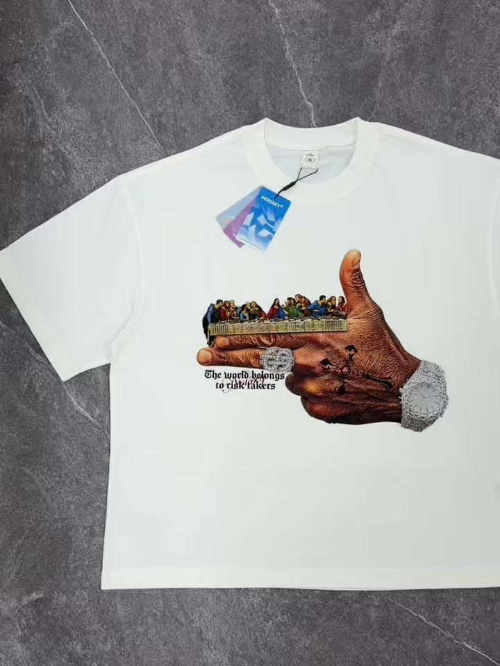 NOISSEY "Risk Takers" The Last Supper Graphic Art Tee - Pure White