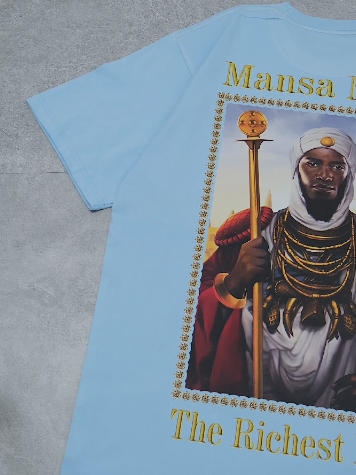 BOUNCE BACK© Mansa Musa lightblue T-shirt