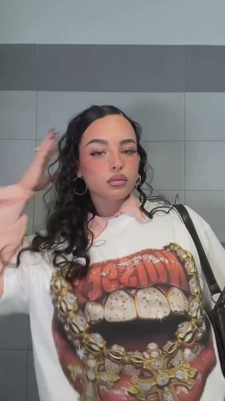 NOISSEY "Gold Cross Chain" Grillz Cooling Boxy Tee