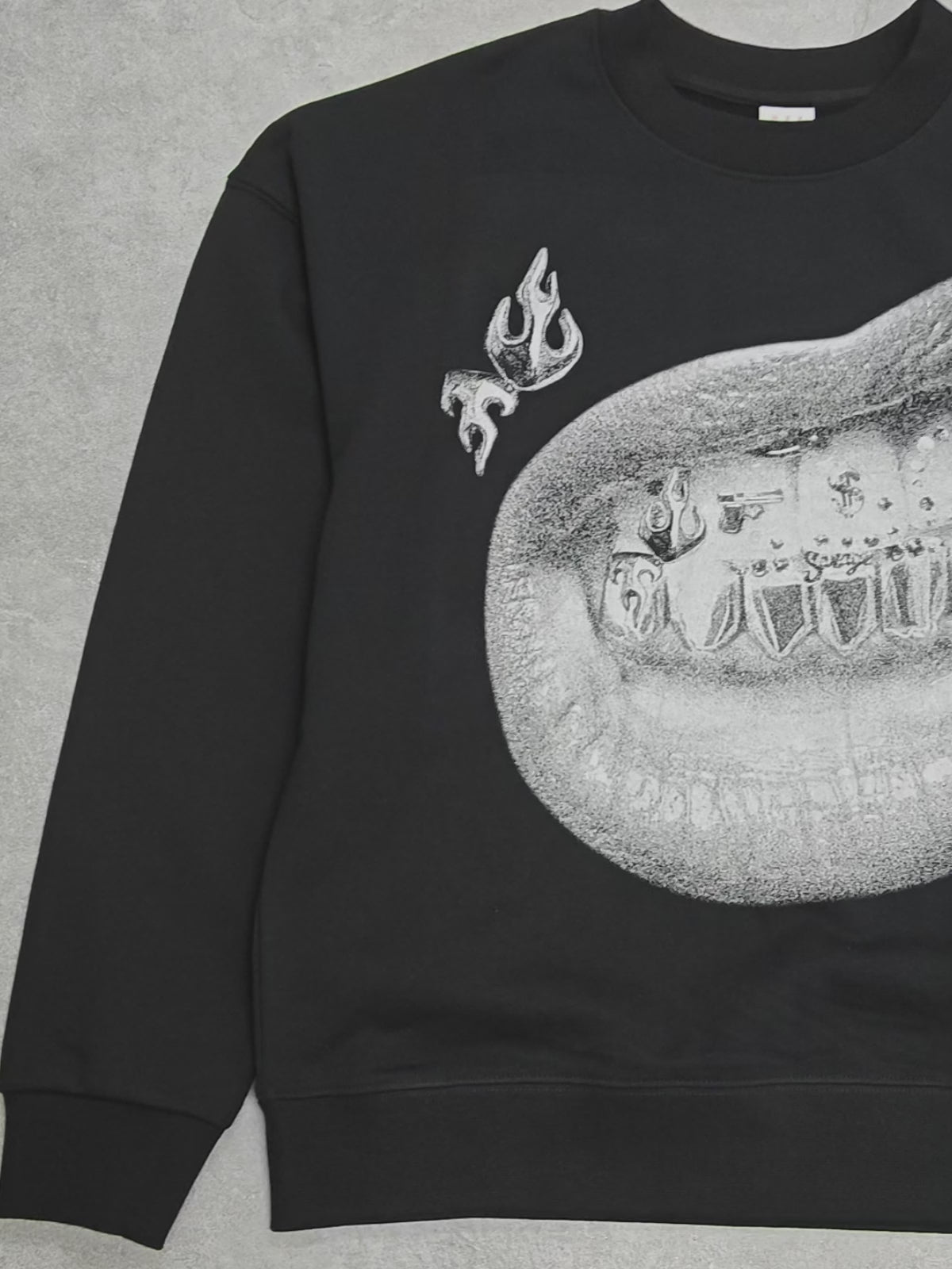 Personalized Lip and Tooth Patch Black Print sweatshirt