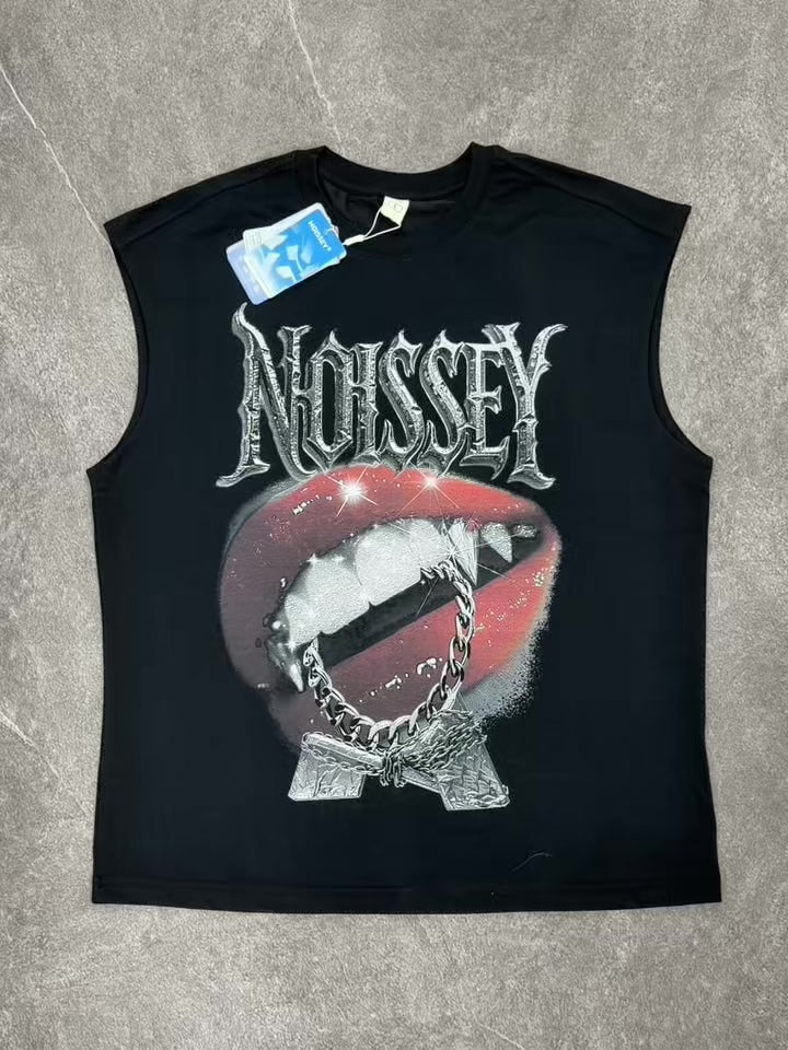 Tanktop mit Diamant-Teufelslippen-Print