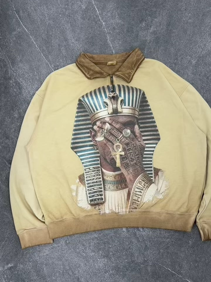 NOISSEY Pharaoh Legacy Vintage Quarter-Zip Long Sleeves - Streetwear Pullover