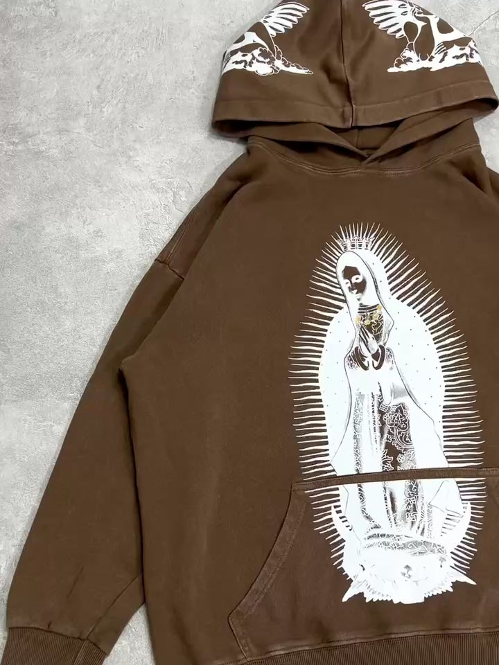 OBSTACLES & DANGERS©350g Four-Color Guadalupe Print Hoodie