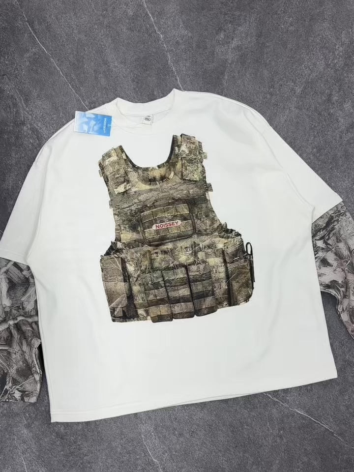 Real tree Bulletproof Vest Print Tree-Pattern Long Sleeve
