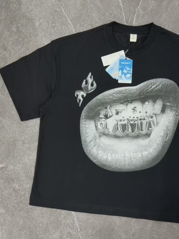 NOISSEY "Gun & Dice" Grillz Cooling Boxy Tee - Black