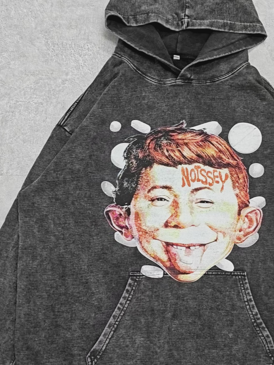 Neuman Boy Vintage Distressed Print Hoodie