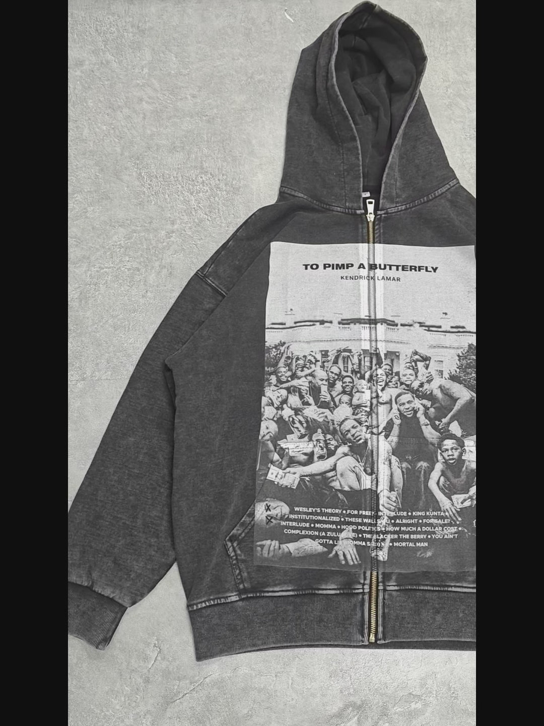 Kendrick Lamar album poster printed zipper 350g washed hoodie