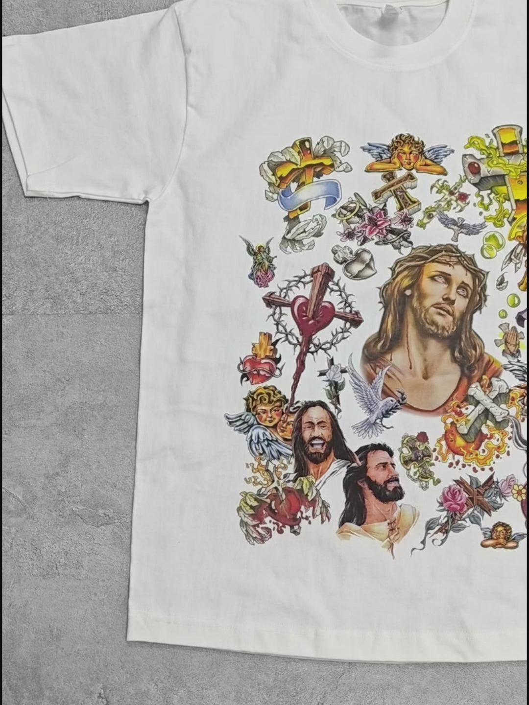 Religious Graffiti Print T-shirt