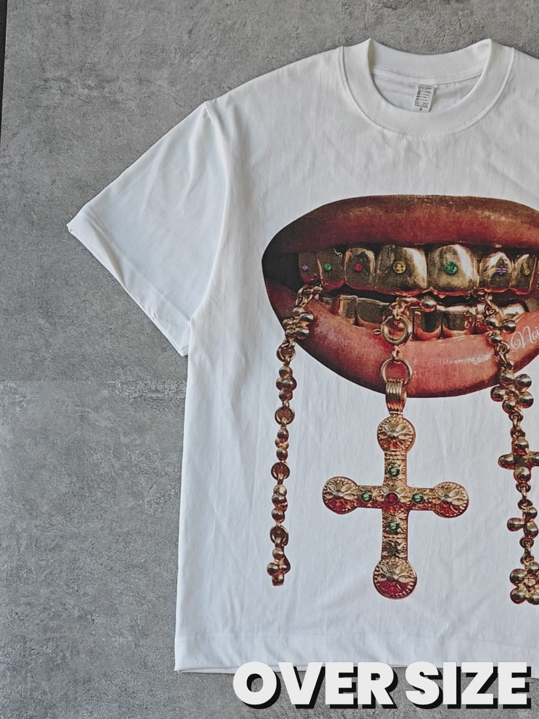 Gold Color Diamond Cross Grills T-shirt