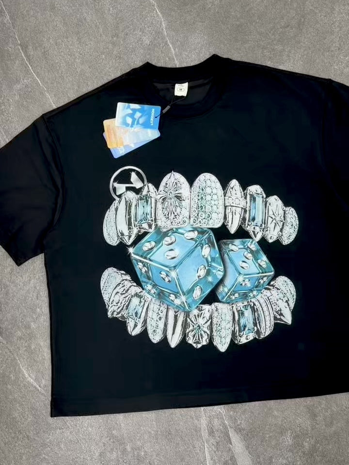 NOISSEY Diamond Dice Grillz Graphic Boxy Tee - Streetwear T-Shirt
