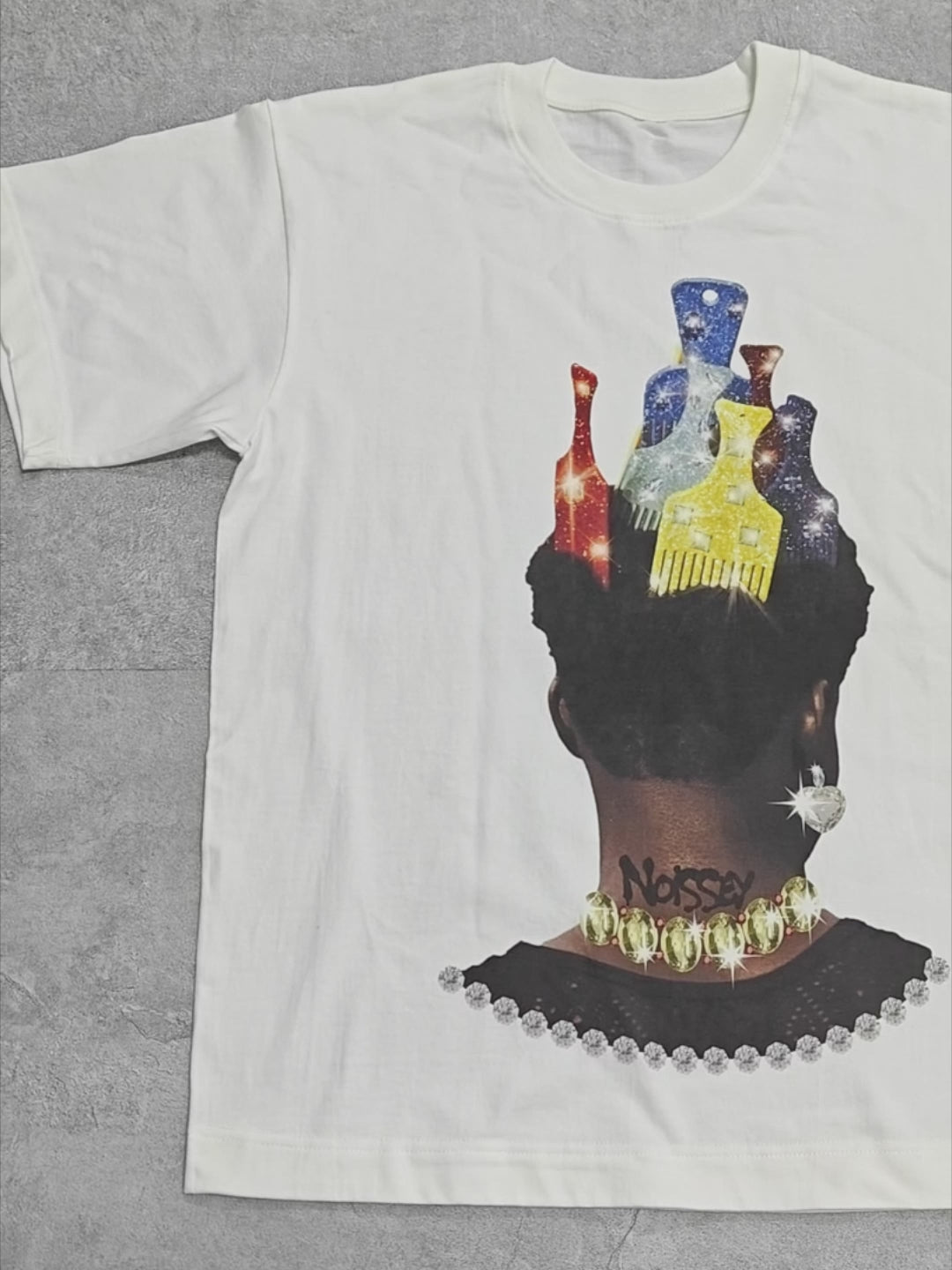 Glittering King Comb Print T-shirt