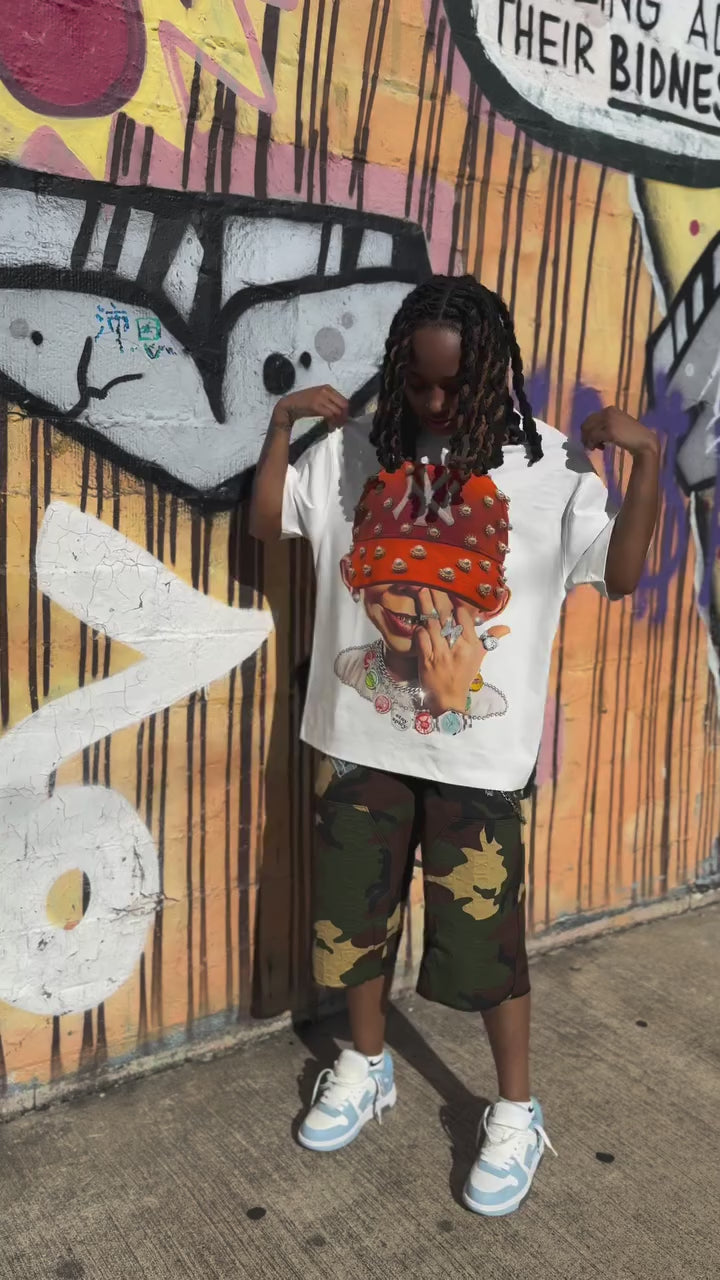NOISSEY "Bad Boy" Orange Pearl Hat Cooling Boxy Tee