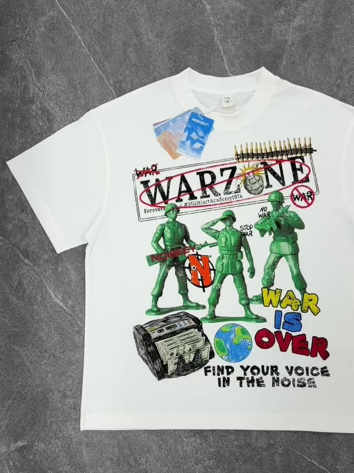 NOISSEY "WAR IS OVER" Graphic Graffiti Collage Art Oversized T-Shirt