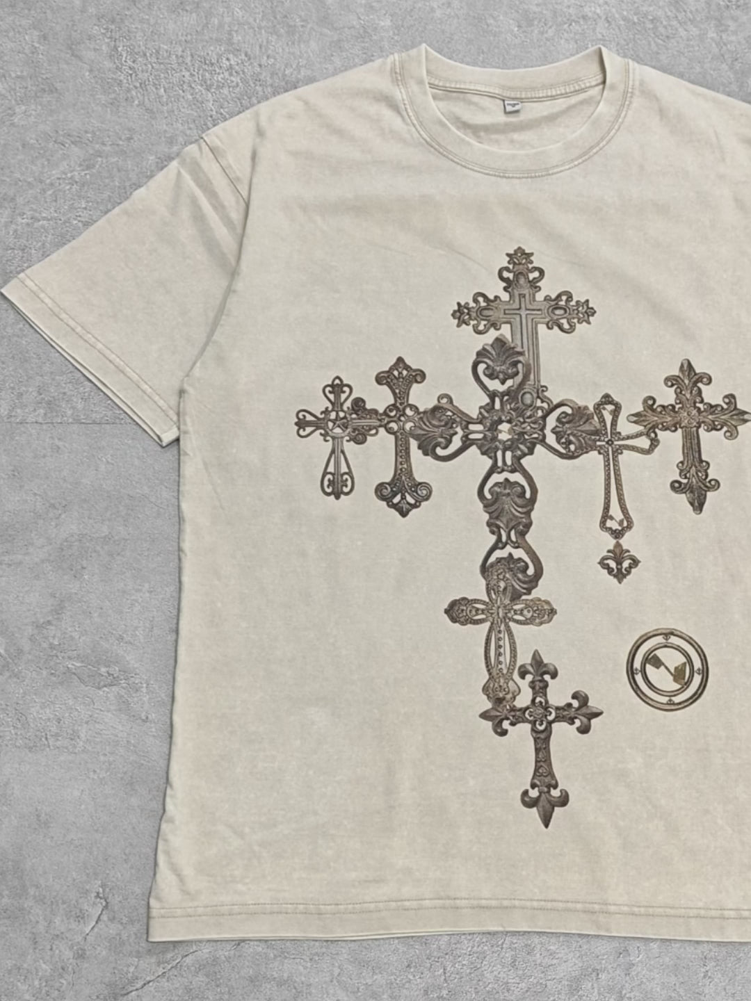 Retro Rustic Cross Printed T-shirt