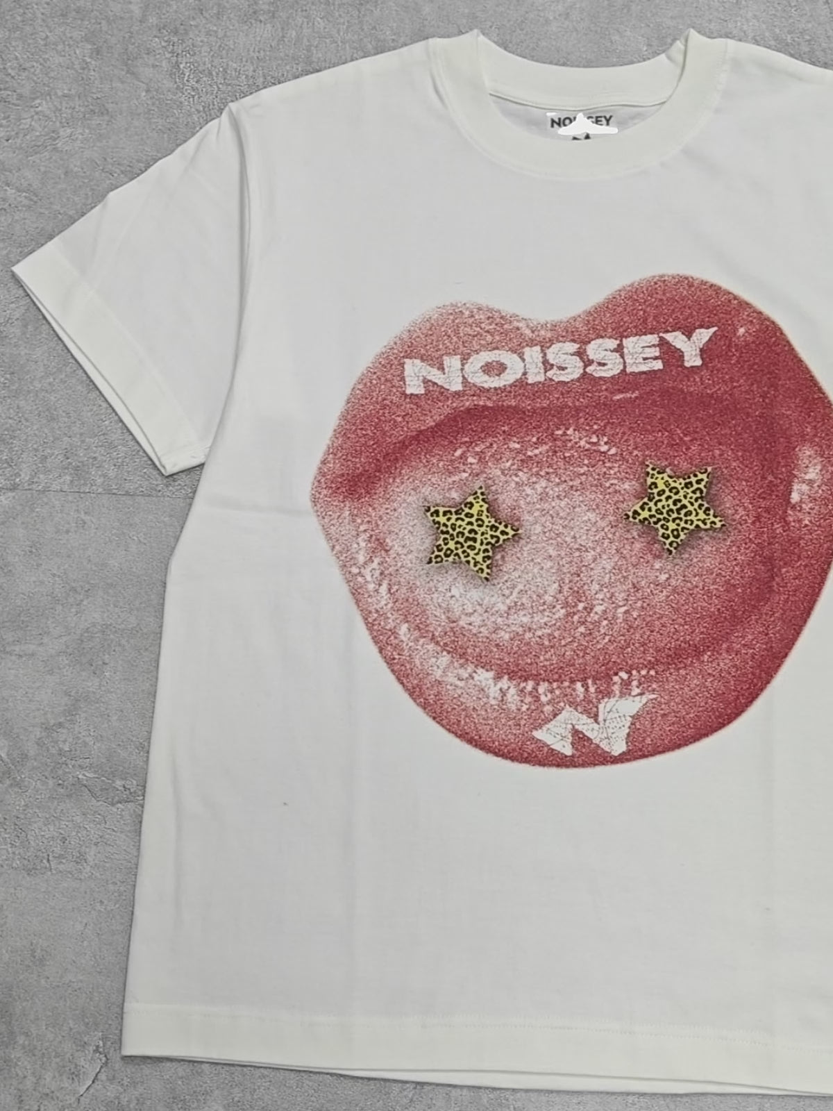 leopard print starry retro lips T-shirt