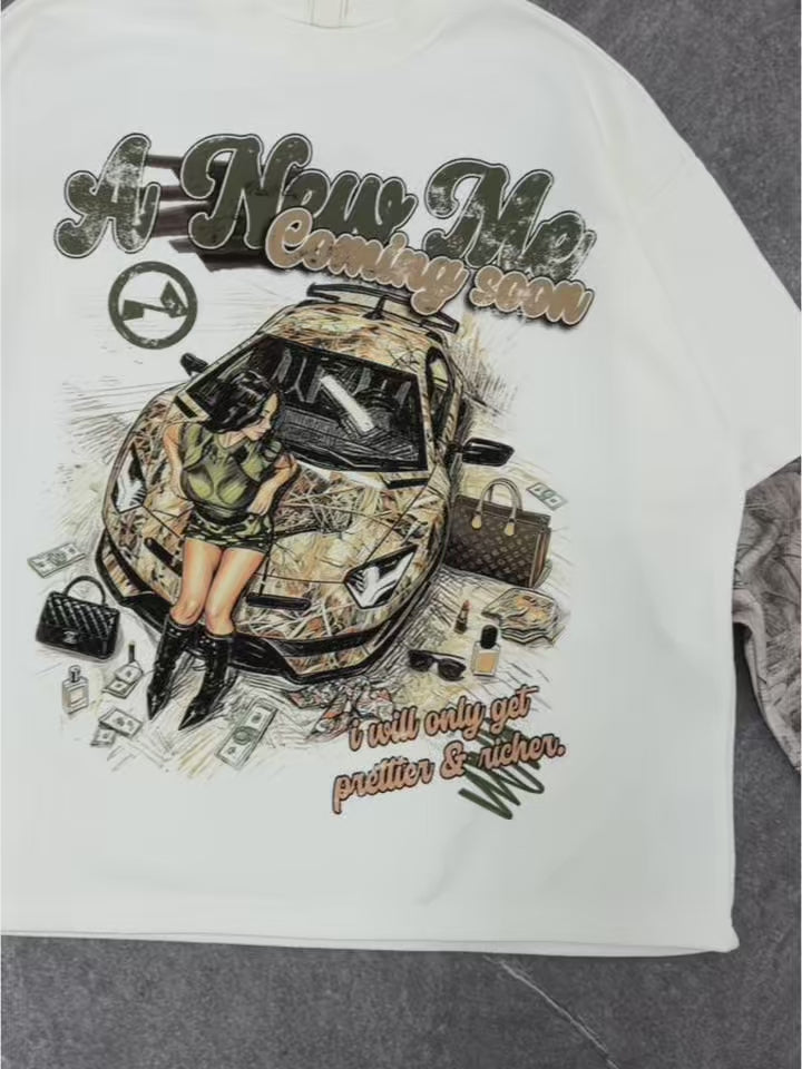 NOISSEY "A New Me" Camo Panel Crewneck Sweatshirt - Off-White