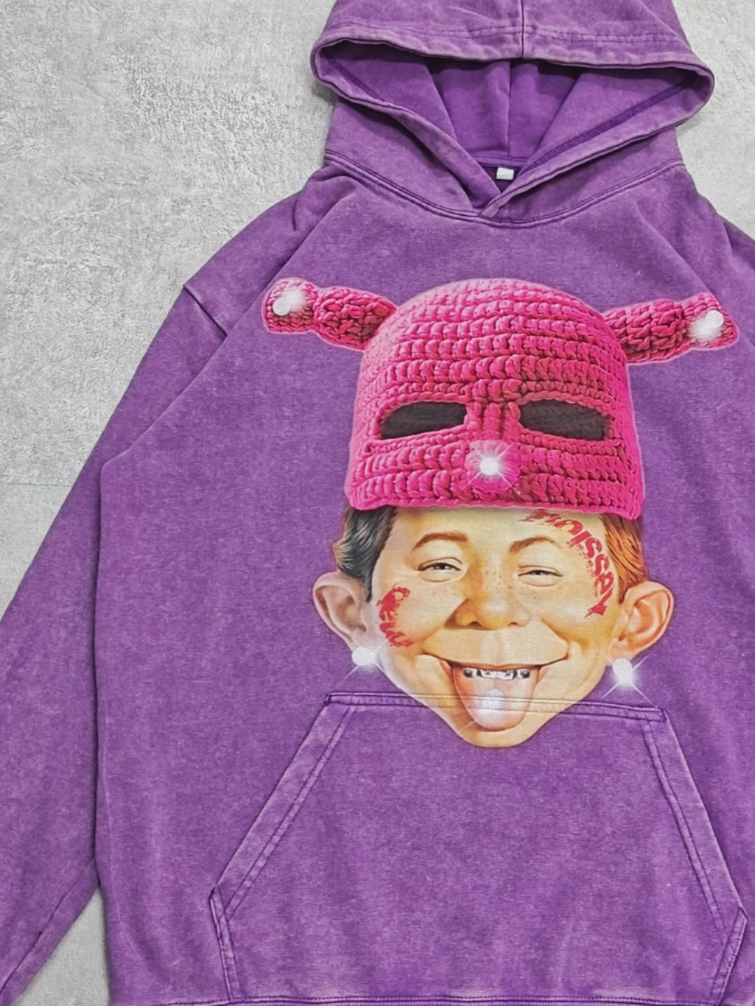 Alfred E. Neuman Knit Hat Graphic print 350g hoodie